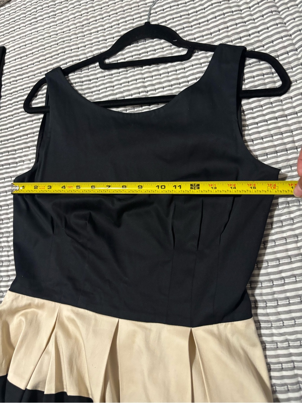 kate spade Black and Cream Striped Fit-and-Flare Dress - Picture 9 of 11